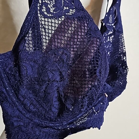 NWT Le Mystere Lace Allure Longline convertible underwire bra 36D Blue - Picture 4 of 9
